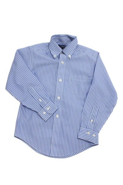 Brooks Brothers Boys Cotton Striped Print Buttoned-Up Blue Size 6