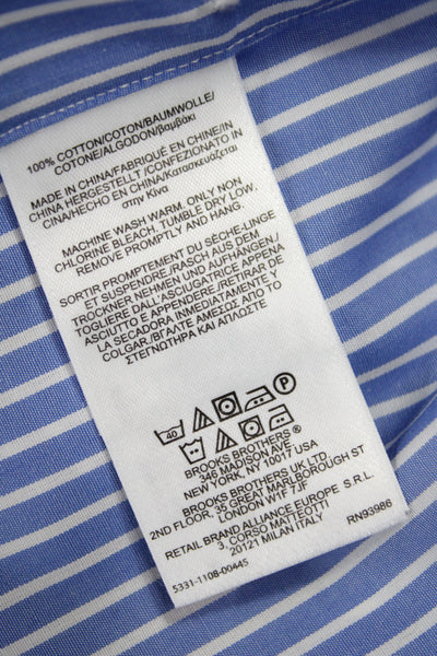 Brooks Brothers Boys Cotton Striped Print Buttoned-Up Blue Size 6