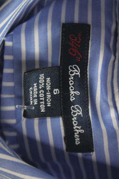 Brooks Brothers Boys Cotton Striped Print Buttoned-Up Blue Size 6
