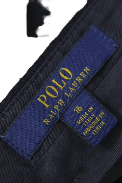 Polo Ralph Lauren Boys Zipper Fly Pleated Straight Leg Dress Pants Navy Size 16
