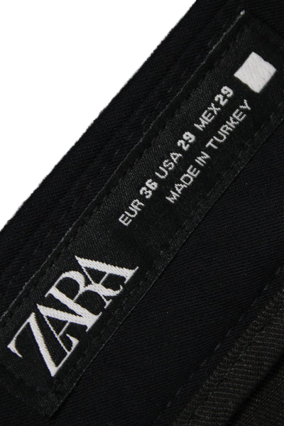 Zara Mens Dress Pants Black Viscose Button Inseam 28 Size 29