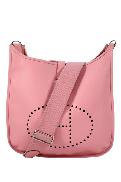 Hermes Womens Rose Confetti Perforated H Logo Epsom Evelyne III Shoulder Handbag