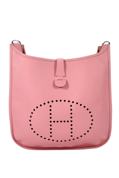 Hermes Womens Rose Confetti Perforated H Logo Epsom Evelyne III Shoulder Handbag