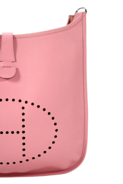 Hermes Womens Rose Confetti Perforated H Logo Epsom Evelyne III Shoulder Handbag