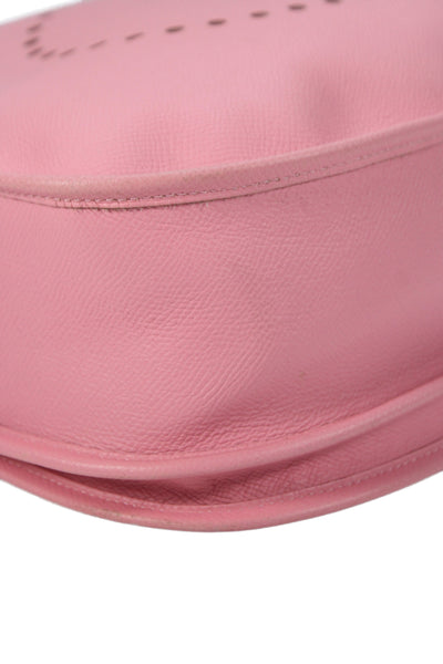 Hermes Womens Rose Confetti Perforated H Logo Epsom Evelyne III Shoulder Handbag