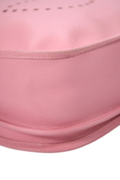 Hermes Womens Rose Confetti Perforated H Logo Epsom Evelyne III Shoulder Handbag