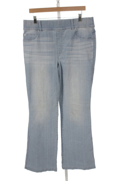 Spanx Womens Bootcut Jeans Blue High Rise Cotton Blend 33in Inseam Size 1X
