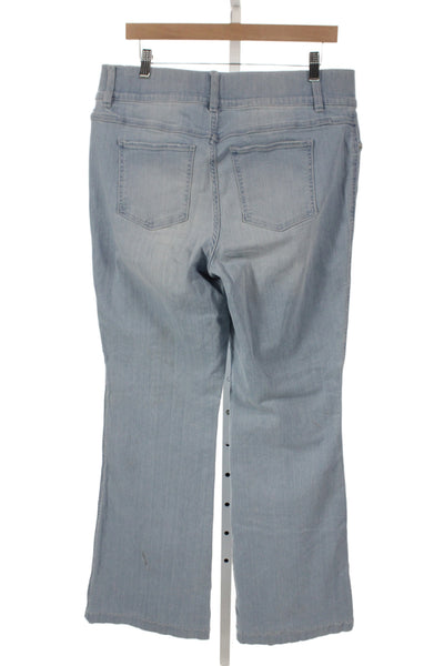 Spanx Womens Bootcut Jeans Blue High Rise Cotton Blend 33in Inseam Size 1X