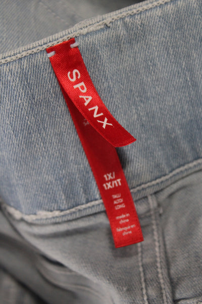 Spanx Womens Bootcut Jeans Blue High Rise Cotton Blend 33in Inseam Size 1X