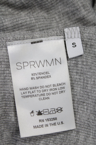 SPRWMN Women Basic Gray Sleeveless Tank Crew Neck Tencel Size S