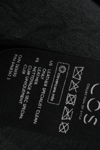 COS Women Leather Basic Blouse Black Round Neck Short Sleeve Size 4