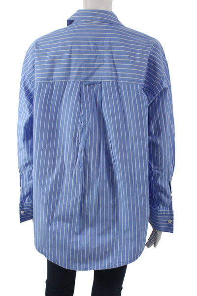 J Crew Womens Striped Cotton Collared Button-Up Long Sleeve Top Size 2XS