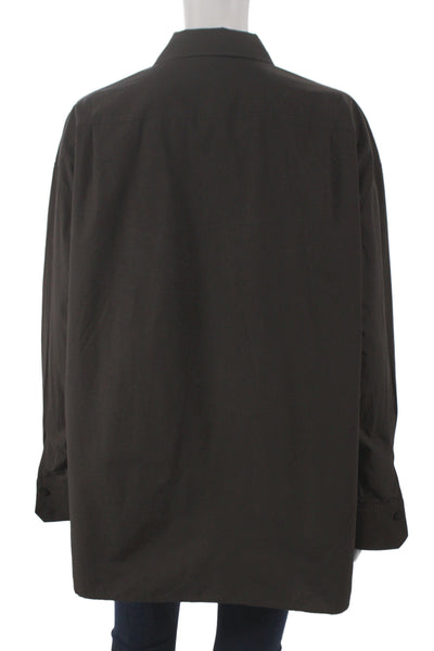 Massimo Dutti Womens Basic Collared Cotton Button-Up Long Sleeve Brown Size S