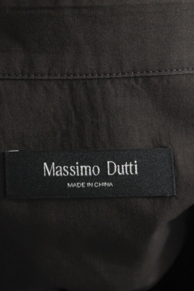 Massimo Dutti Womens Basic Collared Cotton Button-Up Long Sleeve Brown Size S