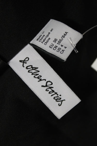 & Other Stories Womens Basic Leather Jacket Black Button Long Sleeve Size S
