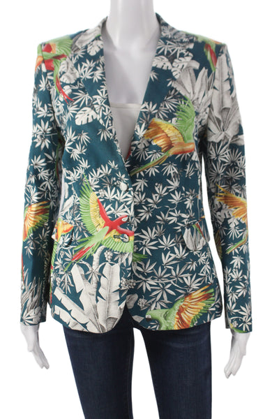 atelier crump Womens Animal Print Tropical Basic Jacket Long Sleeve Size M