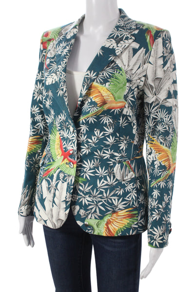 atelier crump Womens Animal Print Tropical Basic Jacket Long Sleeve Size M