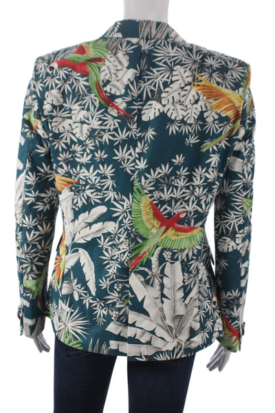 atelier crump Womens Animal Print Tropical Basic Jacket Long Sleeve Size M