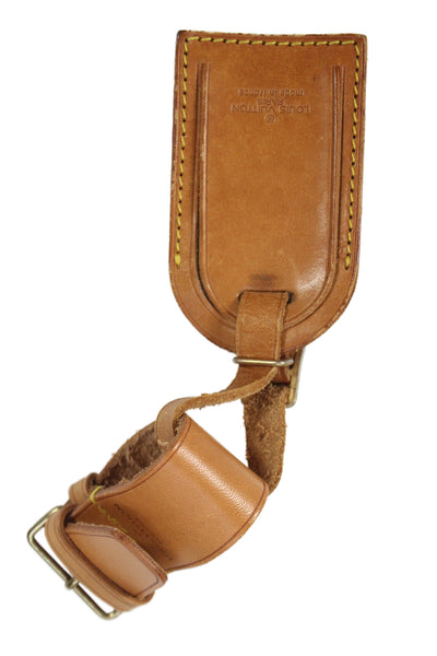Louis Vuitton Unisex Brown Leather Double Buckle Strap Luggage Tag
