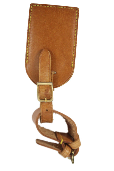 Louis Vuitton Unisex Brown Leather Double Buckle Strap Luggage Tag