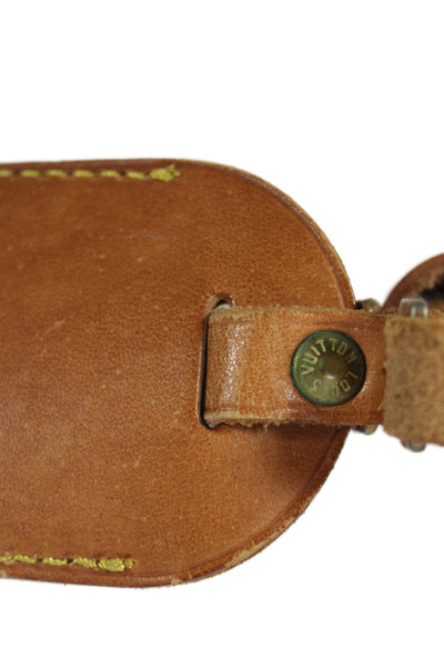 Louis Vuitton Unisex Brown Leather Double Buckle Strap Luggage Tag