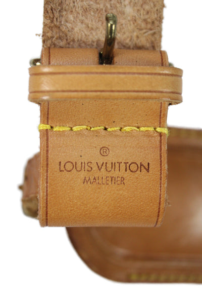 Louis Vuitton Unisex Brown Leather Double Buckle Strap Luggage Tag