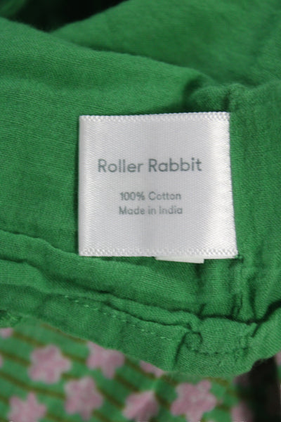 Roller Rabbit Girls Sleeveless Crew Neck Floral Shift Dress Green Pink Size 4