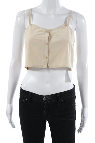 Alo Womens Camisole Beige Square Neck Spaghetti Strap Button Size XS