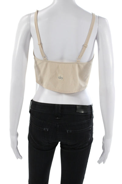 Alo Womens Camisole Beige Square Neck Spaghetti Strap Button Size XS