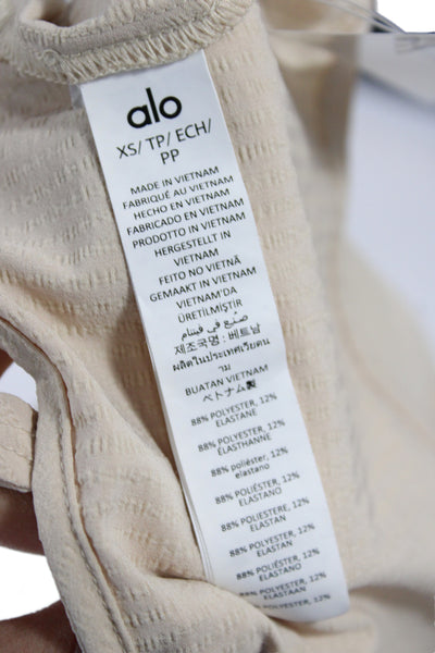 Alo Womens Camisole Beige Square Neck Spaghetti Strap Button Size XS