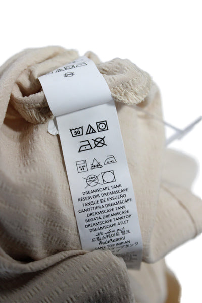 Alo Womens Camisole Beige Square Neck Spaghetti Strap Button Size XS