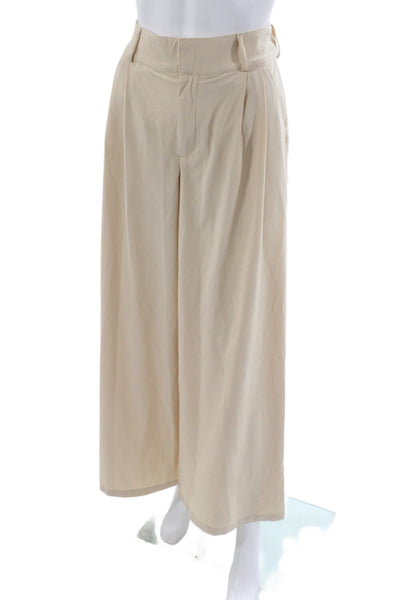 Alo Womens Dress Pants Beige Athleisure Polyester Button Size 2XS