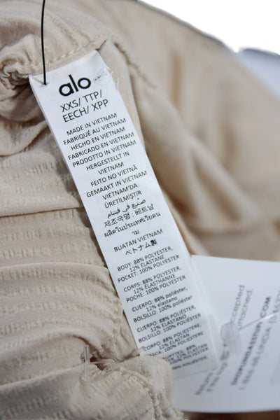 Alo Womens Dress Pants Beige Athleisure Polyester Button Size 2XS