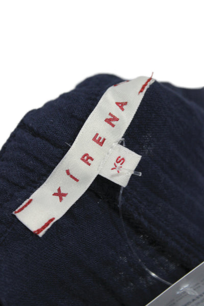 Xirena Womens Ankle Pants Blue Cotton Drawstring Solid Size XS