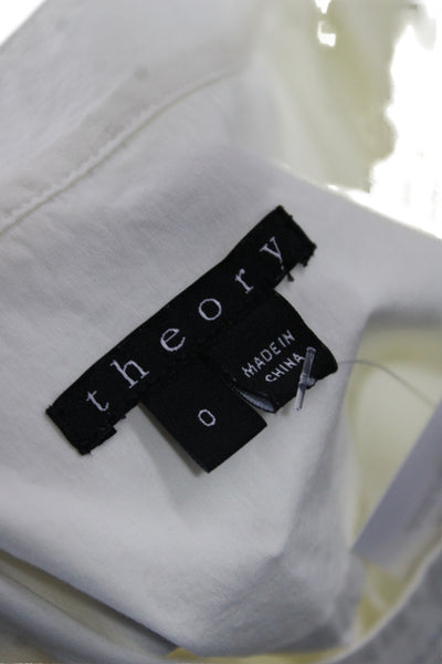 Theory Womens Shift Dress Ivory Short Sleeve Henley Cotton Size 0