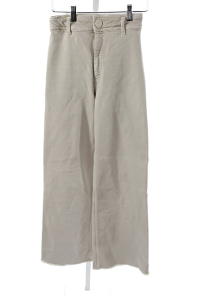Zara Womens Wide-Leg Beige Cotton Jeans Size 0