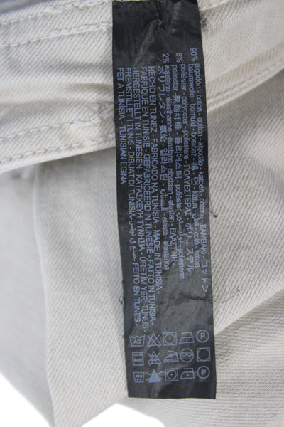 Zara Womens Wide-Leg Beige Cotton Jeans Size 0
