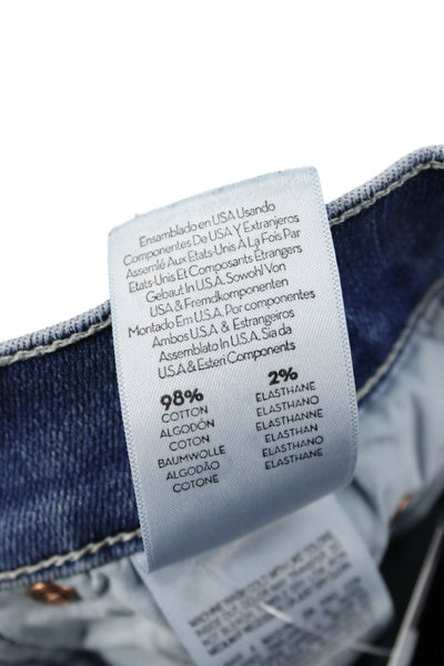 Mother Women Cropped Blue Cotton Jeans Button Mid Rise Size 24
