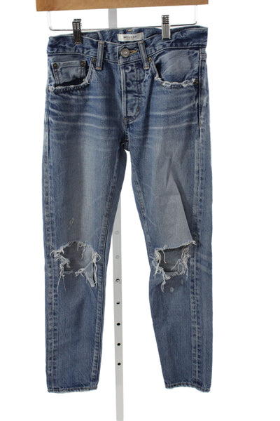 Moussy Women Cropped Vintage Mid Rise Blue Jeans Size 24