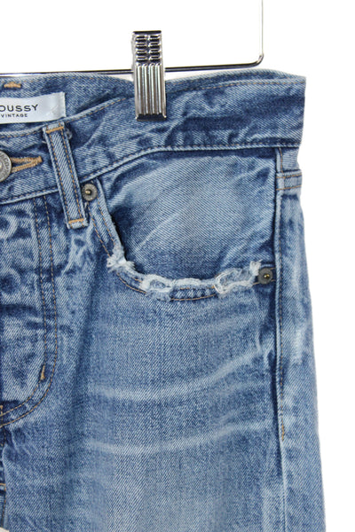 Moussy Women Cropped Vintage Mid Rise Blue Jeans Size 24