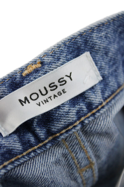 Moussy Women Cropped Vintage Mid Rise Blue Jeans Size 24