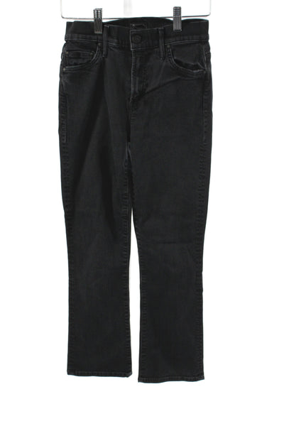Mother Womens Black Cropped Cotton Jeans Size 24