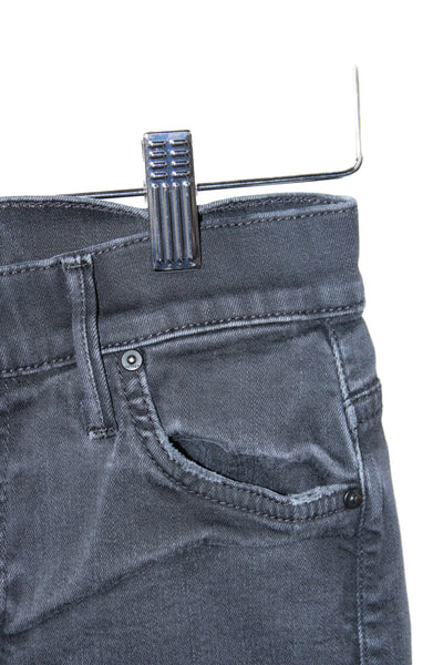 Mother Womens Black Cropped Cotton Jeans Size 24