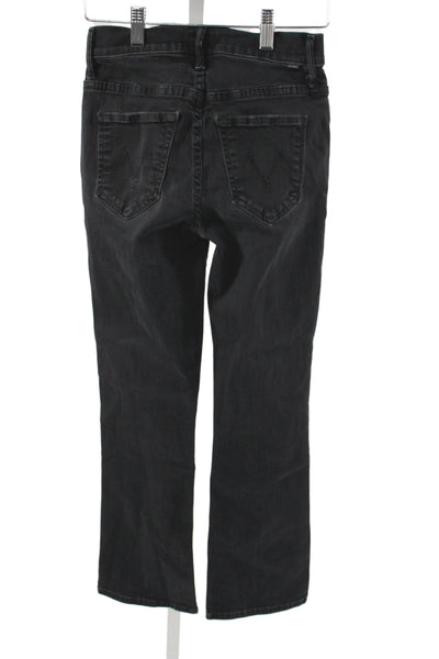 Mother Womens Black Cropped Cotton Jeans Size 24