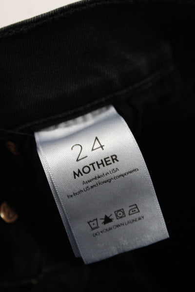 Mother Womens Black Cropped Cotton Jeans Size 24