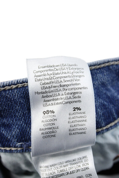 Mother Women Straight Cotton Jeans Blue Mid Rise Button Fly 26in Size 24