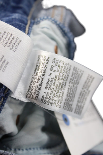Mother Women Straight Cotton Jeans Blue Mid Rise Button Fly 26in Size 24
