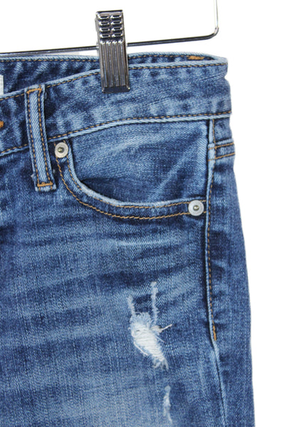 Moussy Womens Skinny Jeans Distressed Blue Cotton Mid Rise Size 25