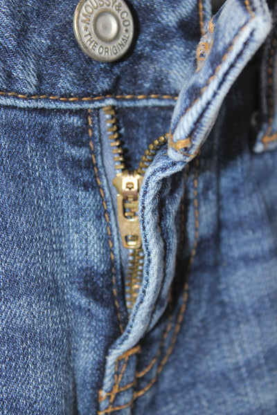 Moussy Womens Skinny Jeans Distressed Blue Cotton Mid Rise Size 25