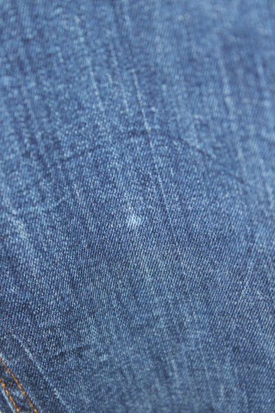 Zara Womens Cropped Blue Mid Rise Button Fly Cotton Jeans Size 4